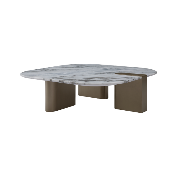 Picture of Coffee table, sofia, big top jaz white marble, wooden legs, brass metallic, 100x100x30cm