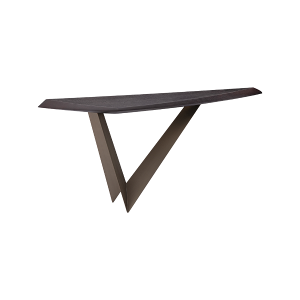 Picture of Console table, vito, with top walnut veneer, and brushed brass base, 180x40x77cm