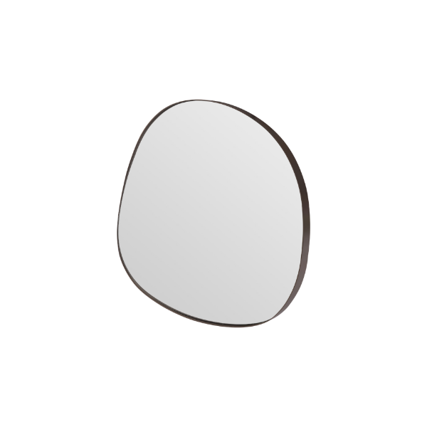 Picture of Wall mirror small, sami, steel brushed brass, black base board, 100x100x7cm