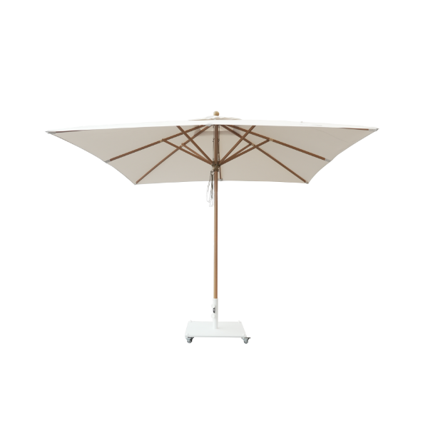 Picture of Umbrella, bali, wood and fabric vanilla, with pulley system, no flaps, square, dia.3x3m