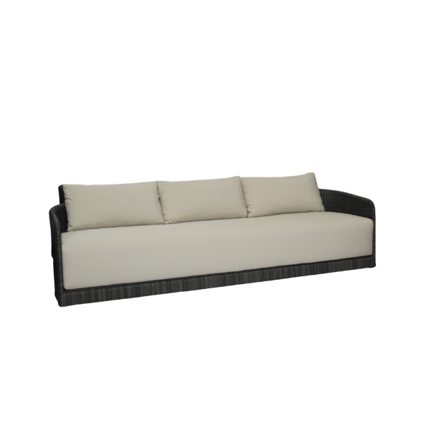 Picture of Swivel sofa 3 seater, pure, aluminium grey, rattan bronze carbon, with 3 cushions champagne (s&b) 277x806x71.1cm