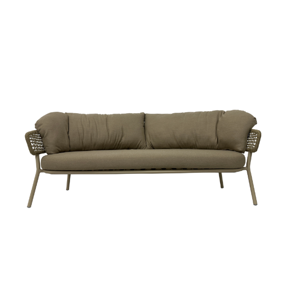Picture of Sofa 2 seater, bonnie, aluminium dark taupe, with cushion cream, 180x80.5x65cm