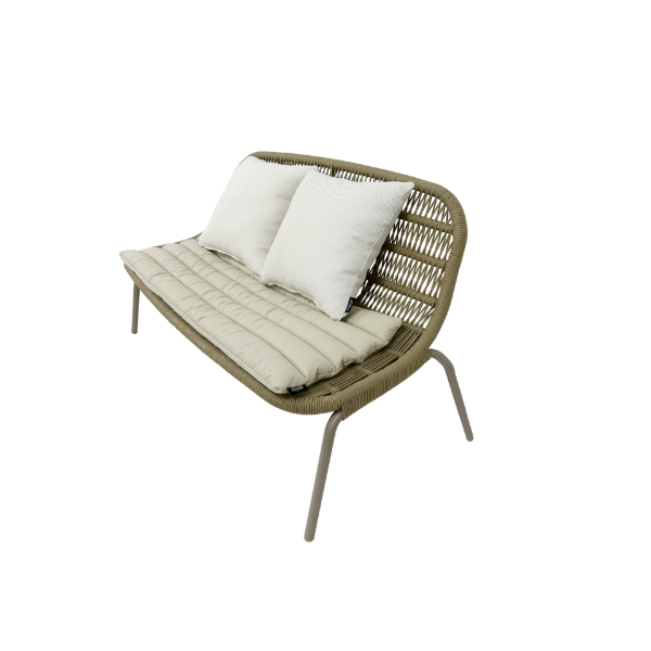 Picture of Sofa 2 seater, sunrise, aluminium dark taupe, with cushion champagne, 140x64x74cm