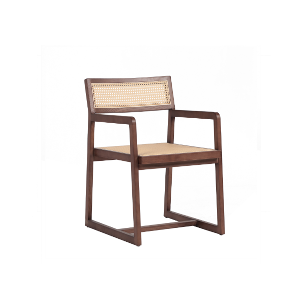 Picture of Chair with armrestat, elier, wood walnut, cream, 54x60x83cm