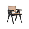 Picture of Chair with armrest, vintage, wood black matte, beige, 54x57x82.5cm