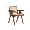 Picture of Chair with armrest, vintage, wood walnut, cream, 54x57x82.5cm