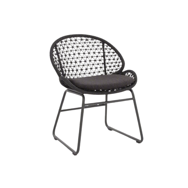 Picture of Chair with armrest, riva, aluminium anthracite, rattan lava mix, with cushion midnight, 61x59x82cm