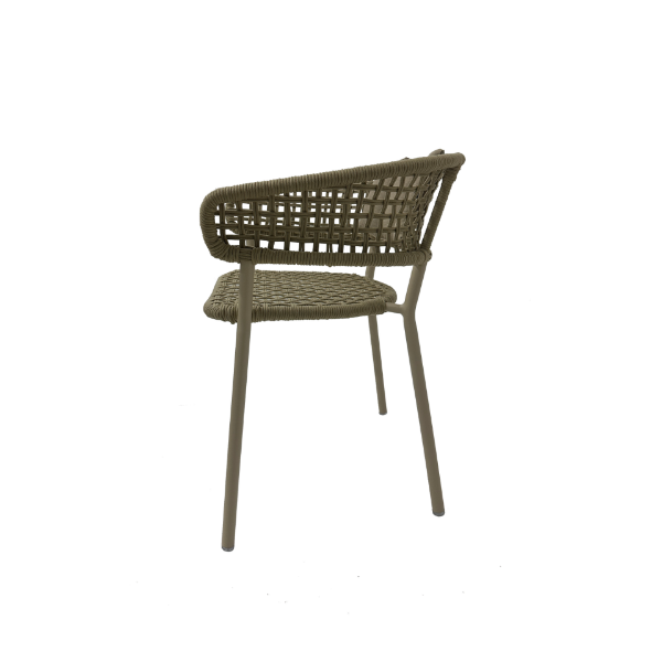 Picture of Chair with armrest, bonnie, aluminium dark taupe, with cushion cream, 63.5x57.5x76cm