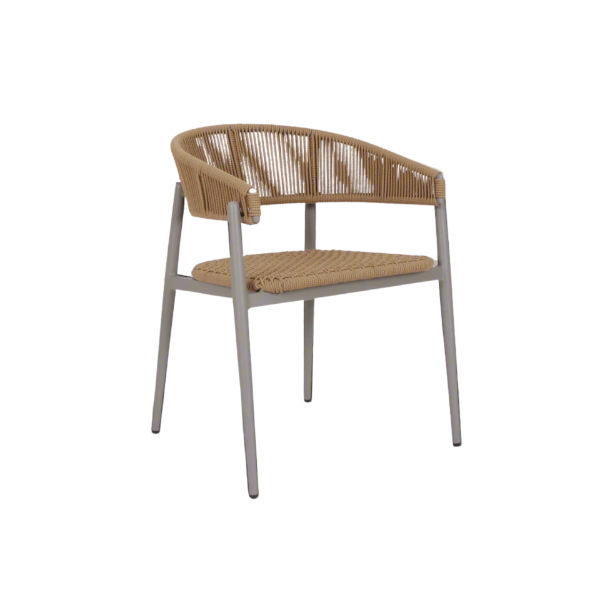 Picture of Chair with armrest, capri, aluminium warm grey, rattan terra mix, 60x53x73cm