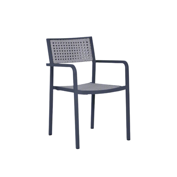 Picture of Stacking chair with armrest, dafne, aluminium anthracite, rattan anthracite, 53x63x87cm