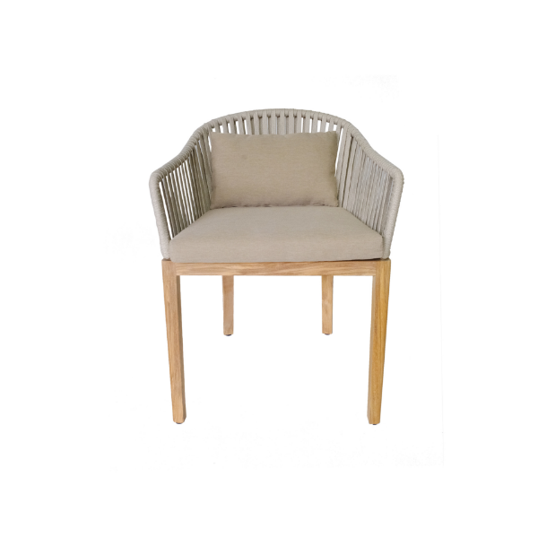 Picture of Chair with armrest, delos, teak natural, bright tan, with 2 cushions beige (s&b) 52.3x62.1x74.9cm