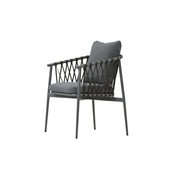 Picture of Chair with armrest, luna, aluminium sand, with cushion grey, 60x65x78cm