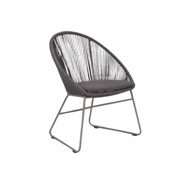 Picture of Chair with armrest, malibu, aluminium grey metallic, rattan pebble mix, with cushion midnight 67x67x86cm