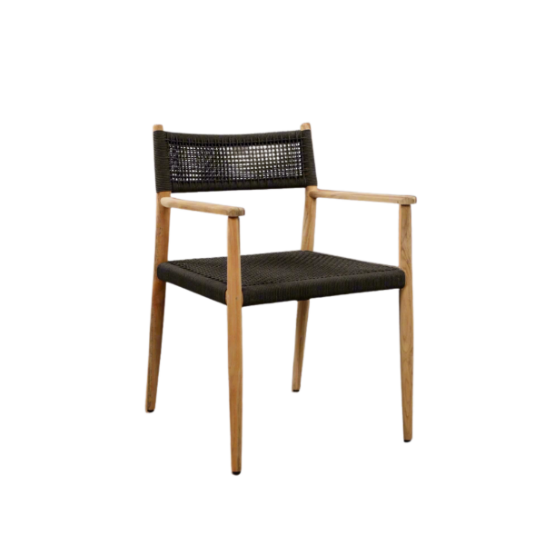 Picture of Chair with armrest, mood, teak natural, rattan lava mix, 55x57x80cm