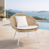 Picture of Chair with armrest, riva, aluminium white (lcri), rattan honey, with 2 cushions titanium (b&s) 79x75x78cm