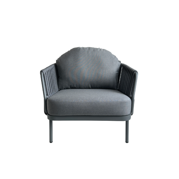 Picture of Lounge chair, tory, aluminium antracite, with cushion dark grey, 80x79x67cm