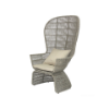 Picture of Lounge chair high back, iconic, aluminium grey, rattan pearl, with 2 cushions champagne, (s&b) 102x78.9x156cm