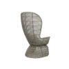 Picture of Lounge chair high back, iconic, aluminium grey, rattan pearl, with 2 cushions champagne, (s&b) 102x78.9x156cm