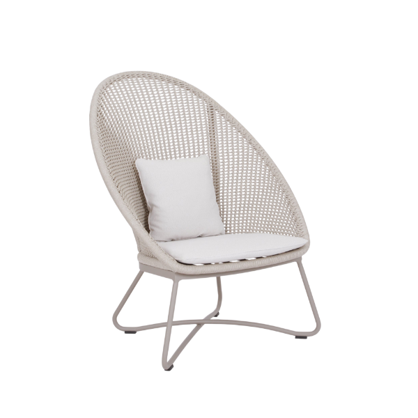 Picture of Lounge chair, malibu, aluminium grey tortora, rattan bright tan, with 2 cushions tobacco (s&b) high back 84x86x113cm