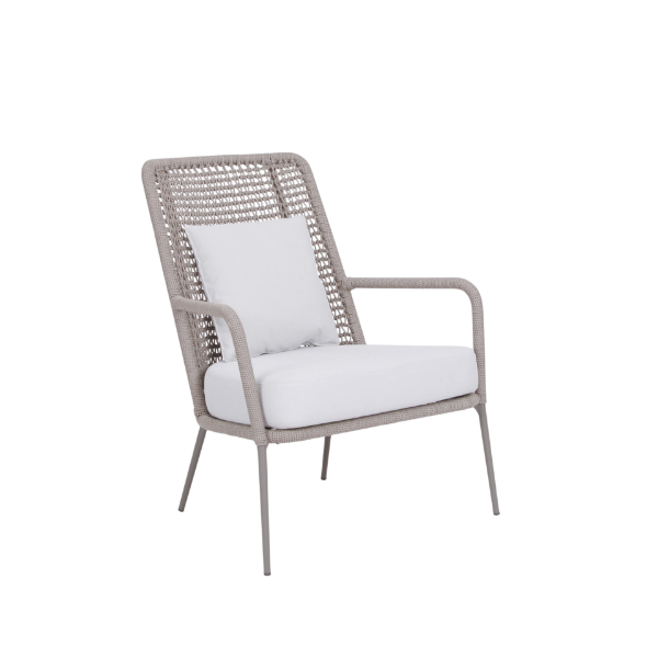 Picture of Lounge chair, siesta, aluminium warm grey, rattan sand, with 2 cushions ice (s&b), 72x76x91cm