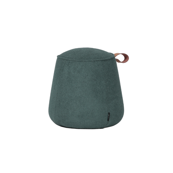 Picture of Pouf, dot, in natural leather tourquese, with handle, 50x50x42cm
