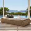 Picture of Sunbed, baia, aluminium caramel, rattan light brown, with cushion champagne, 221x85x34cm