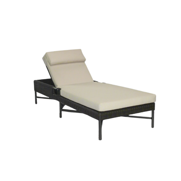 Picture of Sun lounger, elisir, aluminium bronze, rattan bronze carbon, with 2 cushions champagne, (b&s) 76.2x203.2x39.5cm