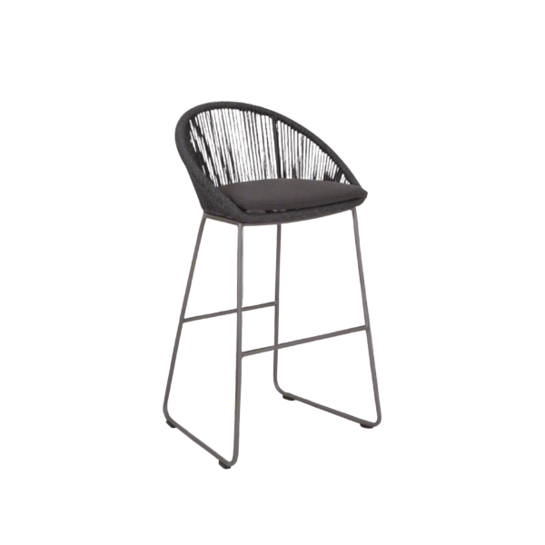 Picture of Stool, malibu, aluminium grey, fabric pebble mix, with cushion midnight 54x52x103cm