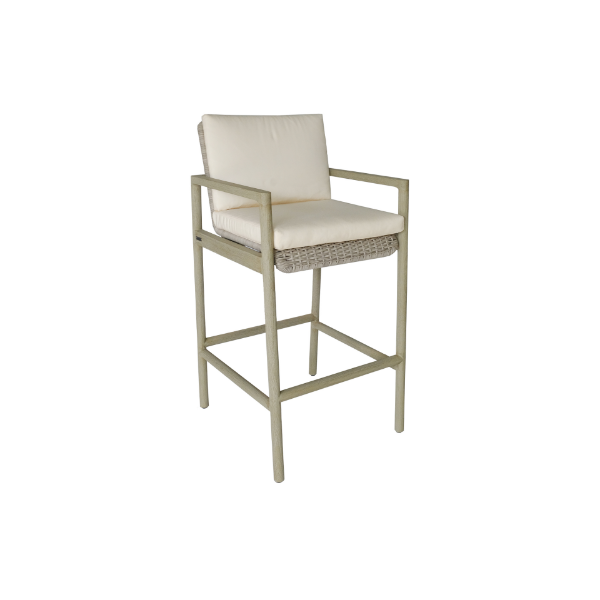Picture of Stool, oslo, teak grey, sand, with 2 cushions cream, 57.8x57.8x112.3cm
