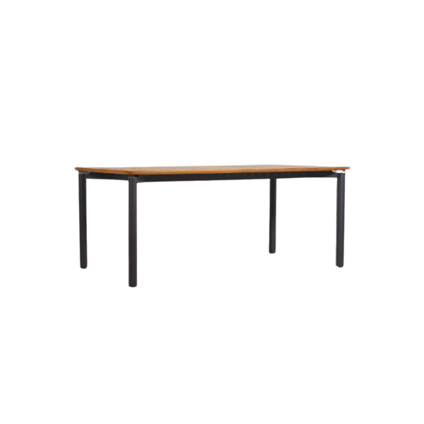 Picture of Dining table, bora, aluminium black matt, teak natural, 100x180x76cm