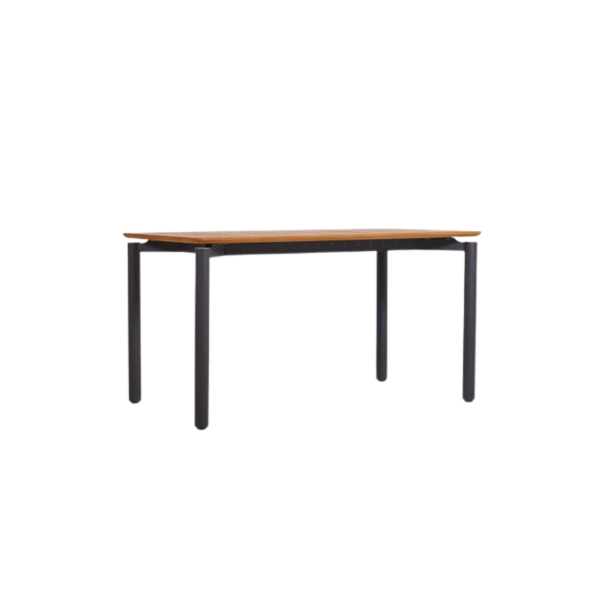 Picture of Dining table, bora, aluminium black matt, teak natural, 80x140x76cm