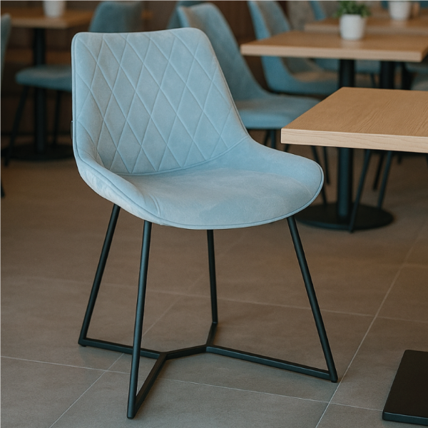 Picture of Chair dc311 capri, metal structure, velvet-16 upholstery, blue