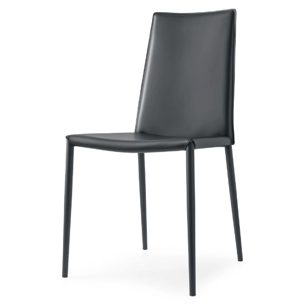 Picture of Chair cb/1257 boheme, connubia, dimensions 48x52x90cm, matt grey metal frame, upholstered regenerated leather grey (p16/r16)
