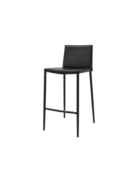 Picture of Stool cb/1393 boheme, connubia, dimensions 43x49.5x90cm, matt black metal frame, upholstered black leather (p15/315)