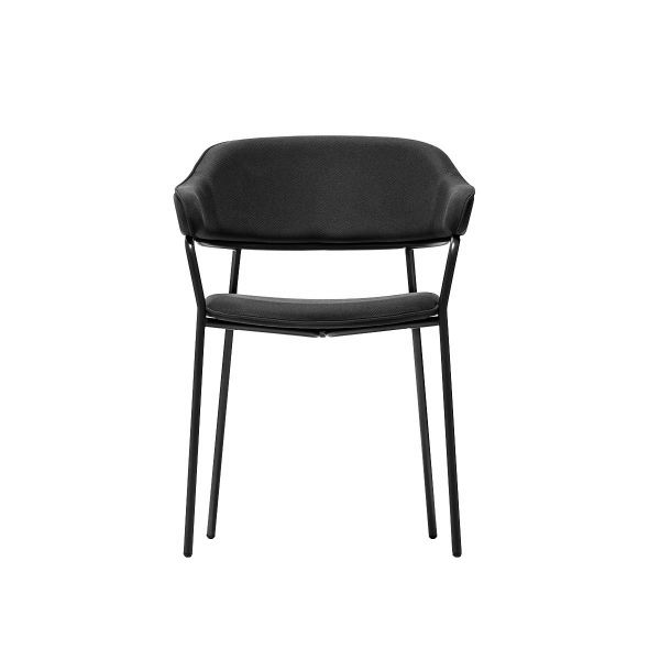 Picture of Chair cb/2111 signorina, connubia, dimensions 56x53x77cm, with arms, matt black metal frame, upholstered in black fabric (p15/sks)