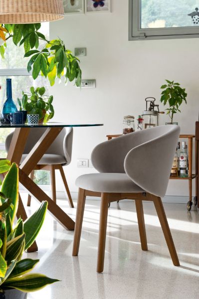 Picture of Chair cb/2117 tuka, connubia, dimensions 69xx71x72cm, with arms, walnut  bch wood frame, upholstered in matt sand fabric (p201/slj)