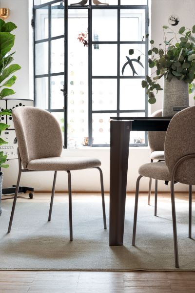 Picture of Chair cb/2308 cozy mid, connubia, dimensions 50x54x80.5cm, matt lava metal frame, upholstered in lava sand cros fabric (p38m/sla)