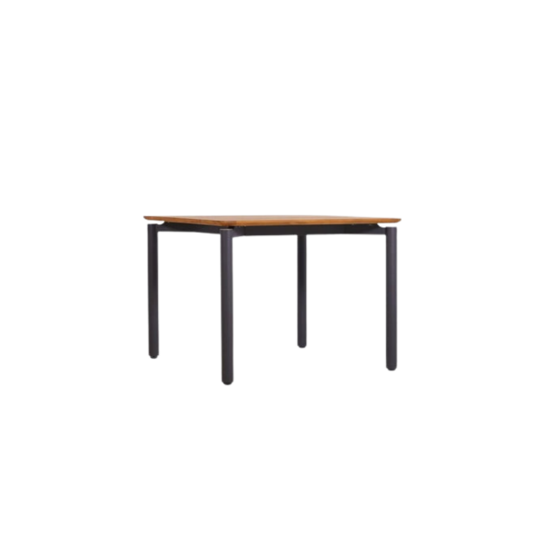Picture of Dining table, bora, aluminium black matt, teak natural, 100x100x76cm