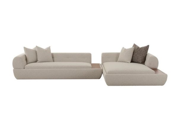 Picture of Sectional sofa 2 pcs, vera, grey right arm, with cushion beige and marron, 232x102x65cm, 145x186x65cm
