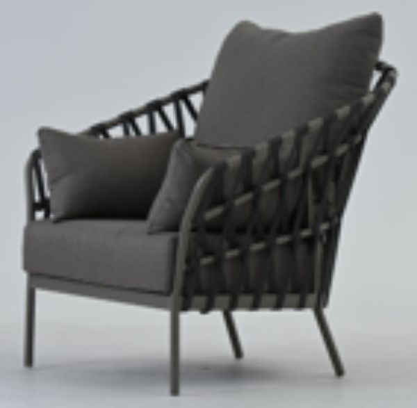 Picture of Sofa 1 seater living armchair, ola, aluminium anthracite, with cushion taupe, 109x100x93cm