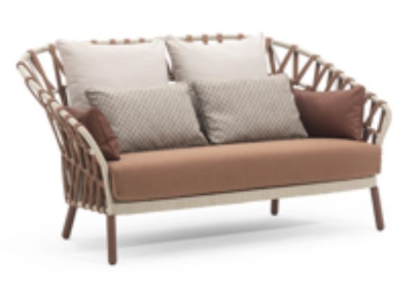 Picture of Sofa 2 seater, ola, aluminium white, with cushion snow and brown, 178x100x93cm