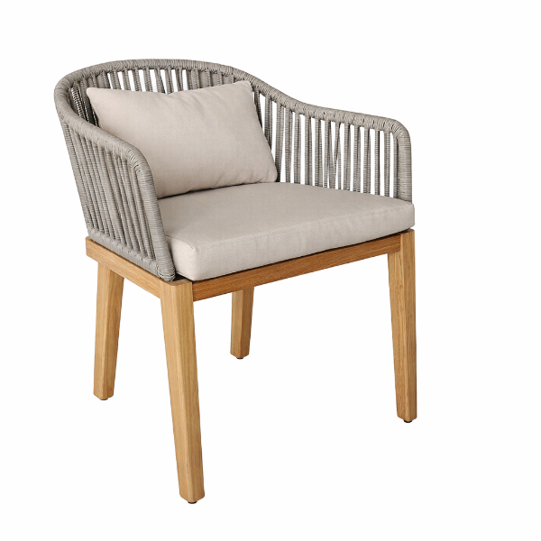 Picture of Chair with armrest, delos, teak natural, cinnamon, with 2 cushions linen (s&b) 52.3x62.1x74.9cm