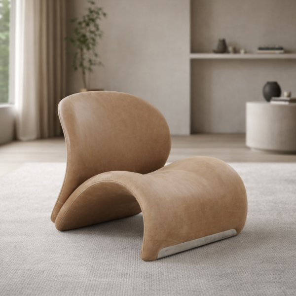 Picture of Lounge chair, ark, leather, marron, 77x82x73cm
