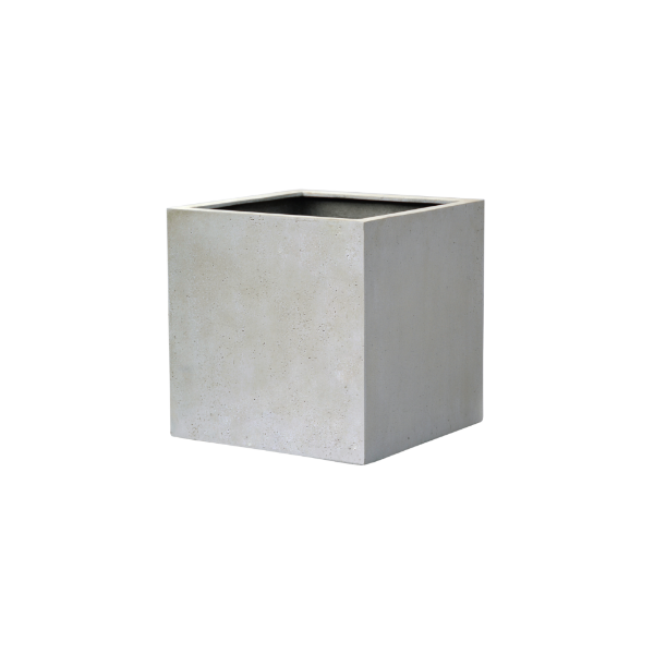 Picture of Vase, cube, concrete surface, white, 20x20x20cm