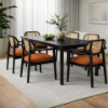 Picture of Chair with armrest, cleo, wood black matte, cushion camel, 69.5x62.5x73cm 