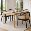 Picture of Chair with armrest, nube, black wood, cushion cream, 59x58x78cm  