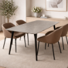 Picture of Dining table, flora, ceramic top, black legs, 160x80x75cm