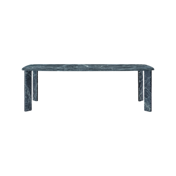 Picture of Dining table, dua, top and legs marble green ,frame metal grey , 240x110x76cm