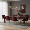Picture of Dining table, dua, top and legs marble red, frame metal grey, 240x110x76cm