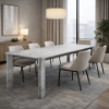 Picture of Dining table, dua, top and legs marble fair white, frame metal grey, 240x110x76cm
